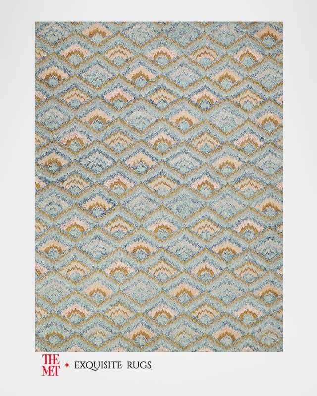 Bargello Hand-Tufted Light Blue Multi Rug, 6' x 9'